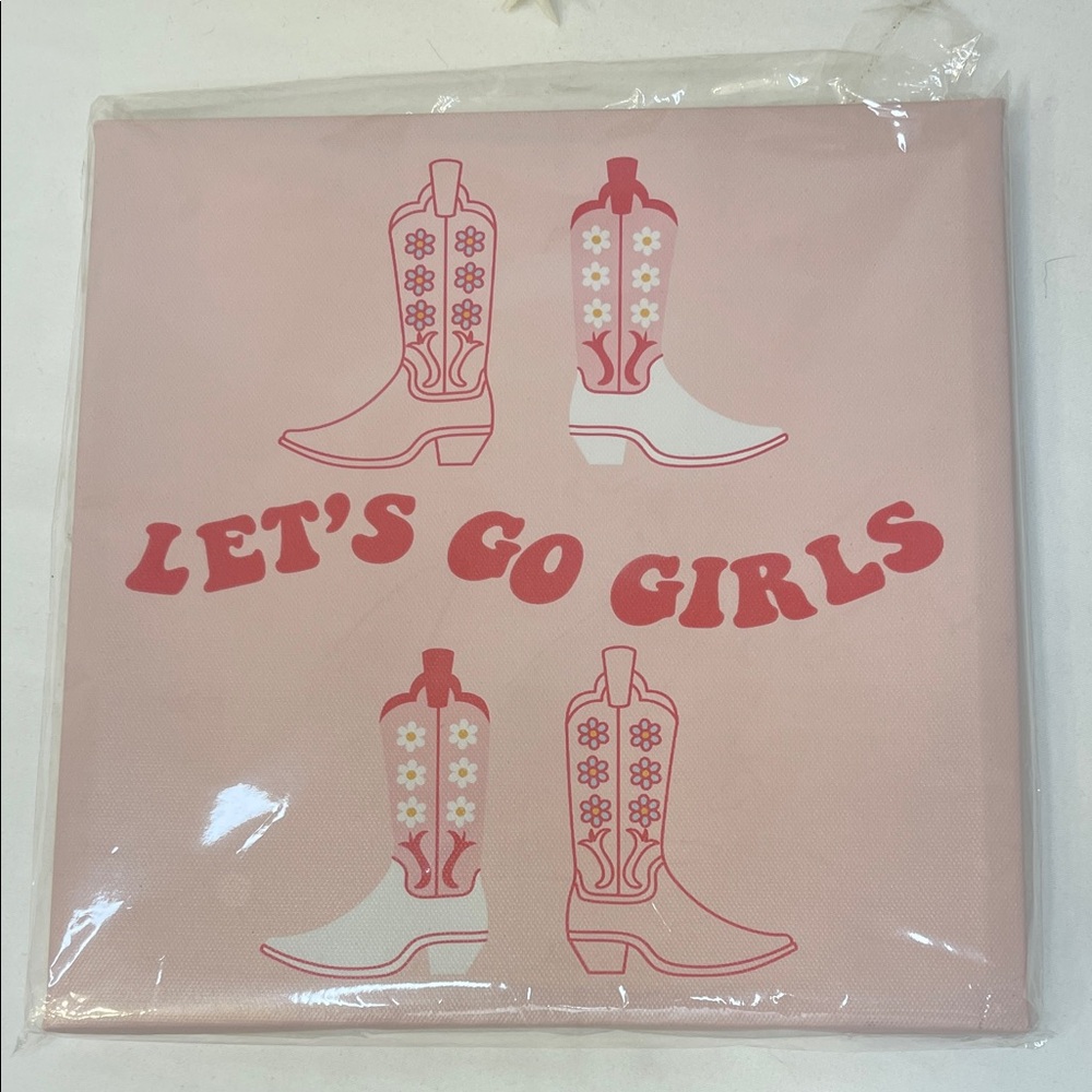 Special Moments Let’s Go Girls Pink Canvas Wall Art NWT